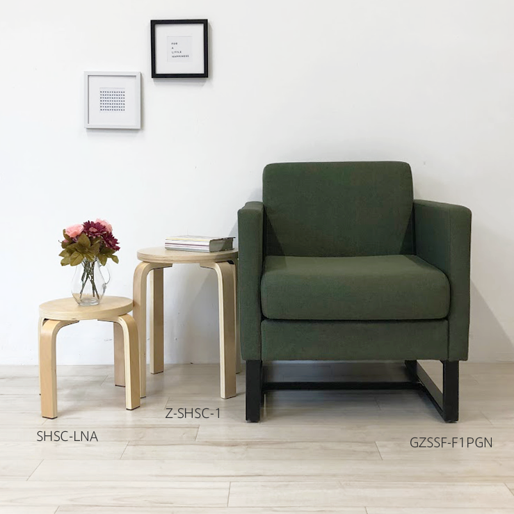 【法人様限定】送料無料 木製丸椅子 グリーン Z-SHSC-1GN - 画像 (5)