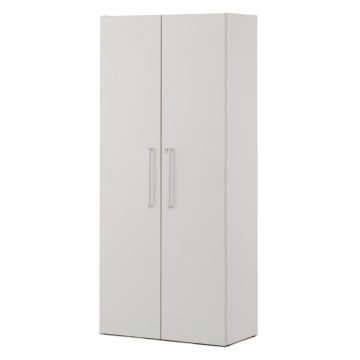 【法人様限定】送料無料 プリーマⅢ 木製シェルフハイ ホワイト全面扉付き グレーⅡバック