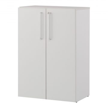 【法人様限定】送料無料 プリーマⅡ 木製シェルフロー ホワイト共通扉付き グレーⅡバック