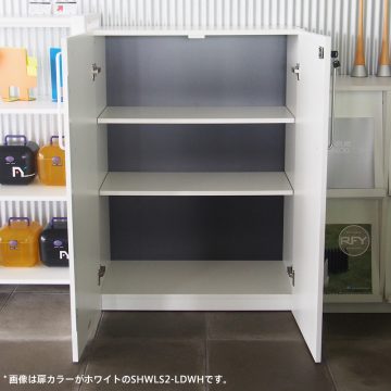 【法人様限定】送料無料 プリーマⅡ 木製シェルフロー グレーⅡ共通扉付き グレーⅡバック - 画像 (3)