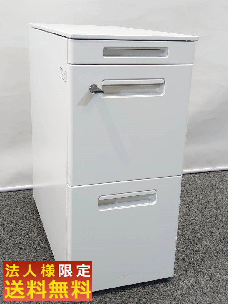 【限定1台】 【法人限定 送料無料】 2023年製 KOKUYO コクヨ ワゴン デスクワゴン 新品展示品 ほぼ未使用 ハイワゴン スリムタイプ 事務ワゴン サイドワゴン キャスターワゴン 3段 袖机 脇机 WAGON スチールワゴン 【中古オフィス家具】【中古】