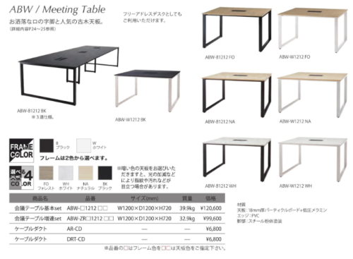 【法人様限定】送料無料 新品 ABW 会議テーブル 増連set ABW-ZR1212 W1200×D1200×H720 会議室