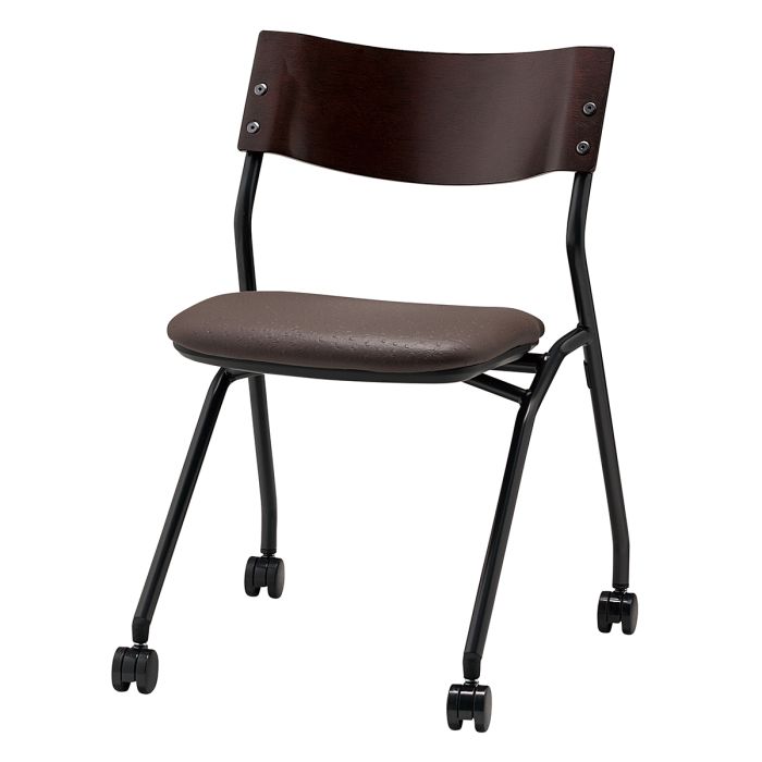 【法人様限定】送料無料 新品 BPS平行スタッキングチェア BPS-102 チェア 椅子 グレー ダークグリーン ダークブラウン ワインレッド ブラック W522×D520×H733 会議チェア スタッキング 背もたれ キャスタータイプ - 画像 (5)