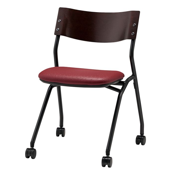 【法人様限定】送料無料 新品 BPS平行スタッキングチェア BPS-102 チェア 椅子 グレー ダークグリーン ダークブラウン ワインレッド ブラック W522×D520×H733 会議チェア スタッキング 背もたれ キャスタータイプ - 画像 (4)