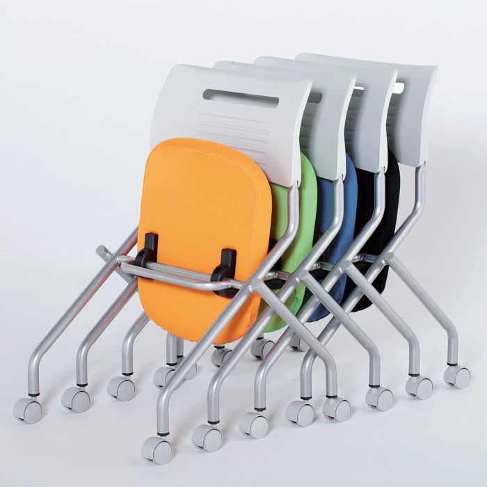 【法人様限定】送料無料 新品 MSC平行スタッキングチェア MSC-420 椅子 チェア ブルー ライム オレンジ ブラック W620×D600×H789 会議チェア スタッキング 背もたれ キャスタータイプ - 画像 (5)