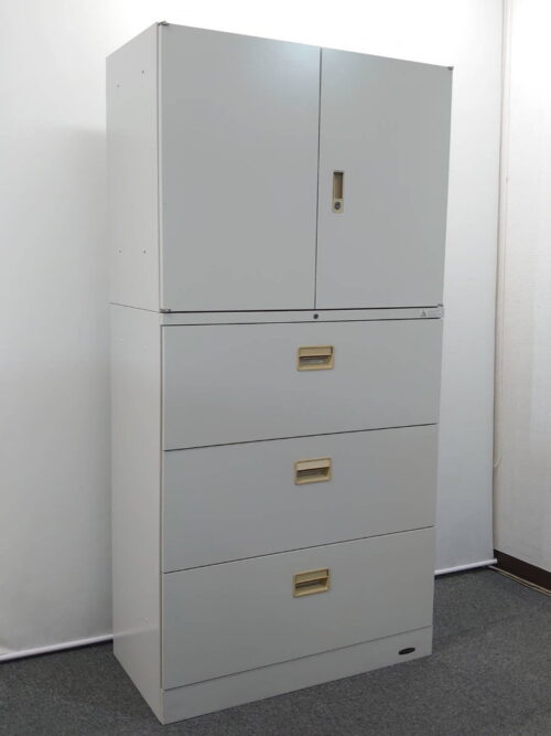 上下書庫 両開き書庫 ラテラル書庫 キャビネット 本棚 書棚 ユニット書庫 スチール書庫 保管庫 収納庫 スチールキャビネット【中古オフィス家具】【中古】