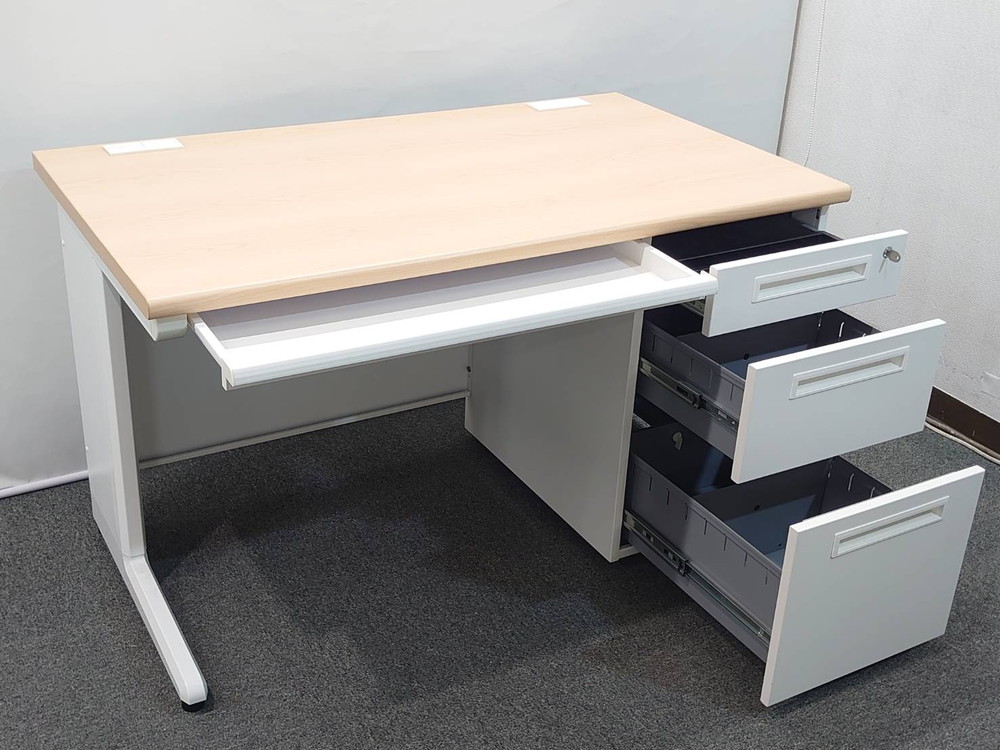 【美品】片袖机 片袖デスク オフィスデスク 事務机 ワークデスク スチールデスク 事務デスク オフィス用デスク【中古オフィス家具】【中古】 - 画像 (2)