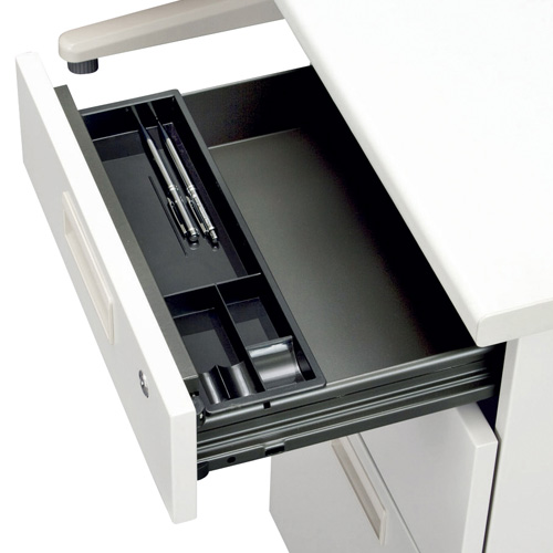 【法人限定送料無料】 片袖机 スチールデスク オフィスデスク 片袖デスク 事務デスク スチールデスク 事務机 デスク ワークデスク 鍵付き コードホール W1200 新品片袖机 選べる天板 本体カラー 【新品オフィス家具】【新品】 - 画像 (3)