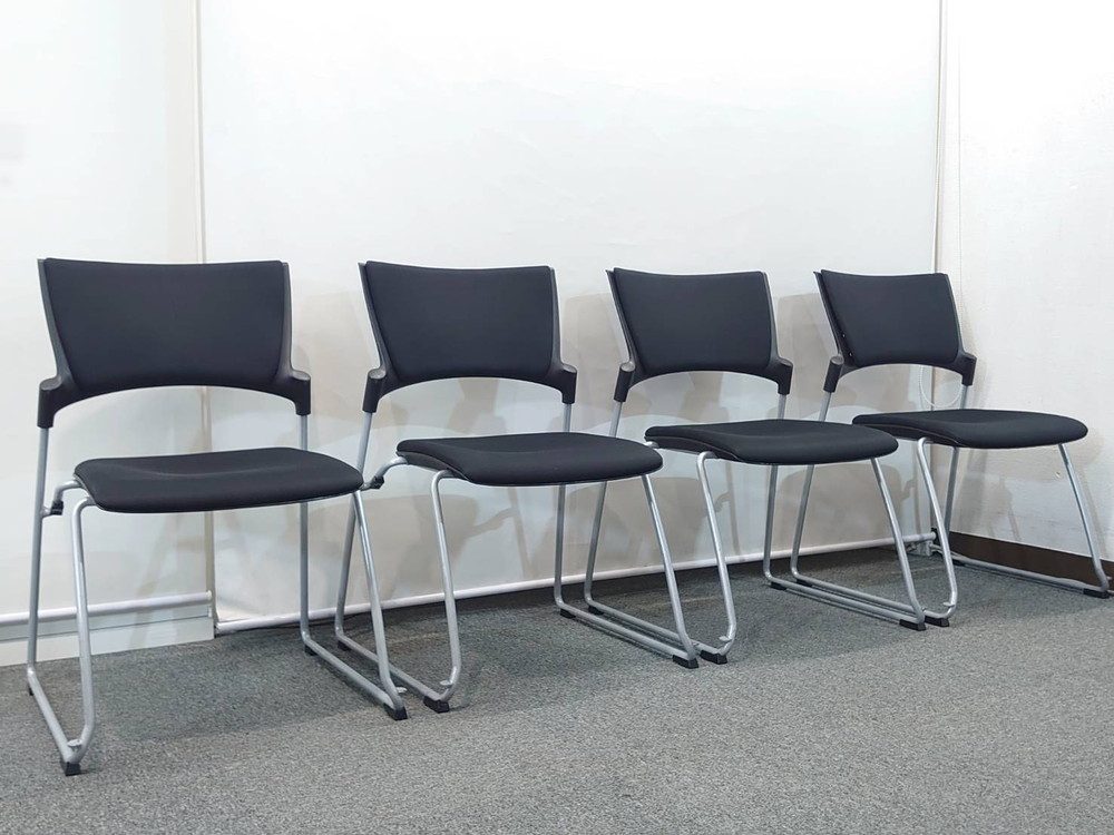 【送料無料 東京地区限定】 イトーキ マノス 6脚セット マノスチェア 会議チェア ミーティングチェア スタッキングチェア スタックチェア ループ脚チェア 多目的チェア ITOKI MANOSS KLC-340GB-T1T1 国産 【中古オフィス家具】【中古】 - 画像 (2)