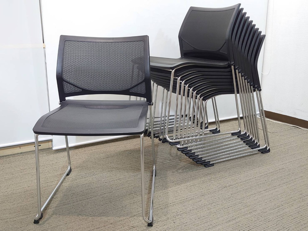 【送料無料 東京地区限定】 12脚セット サンケイ ミーティングチェア 会議チェア スタッキングチェア スタックチェア メッシュチェア 会議用チェア 会議椅子 ミーティング用チェア 会議用椅子 会議イス 多目的チェア 積み重ね可 国産 【中古オフィス家具】【中古】 - 画像 (8)