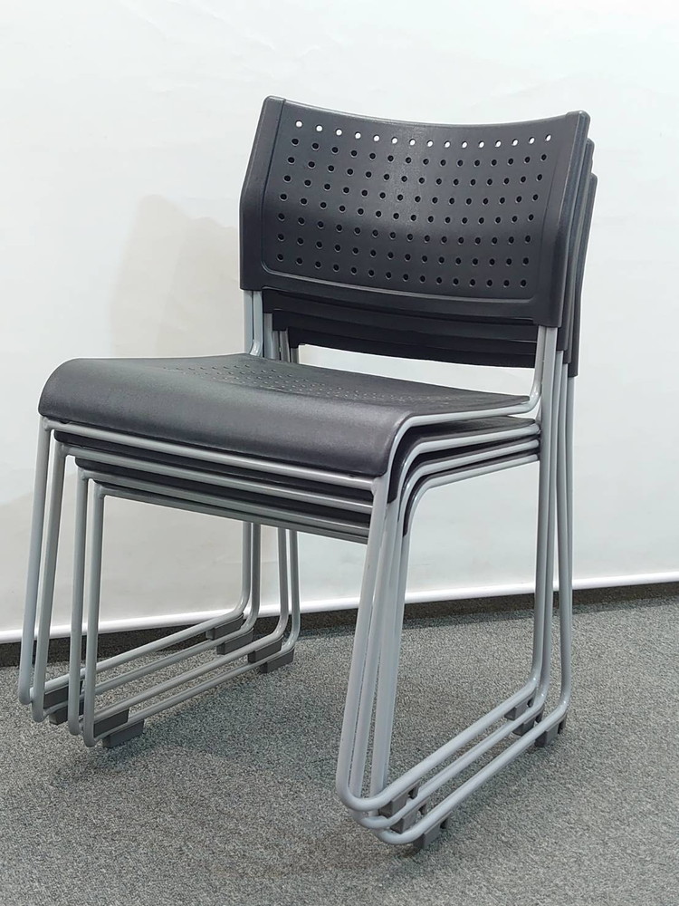 【送料無料 地域限定】 4脚セット アイリスチトセ ミーティングチェア 会議チェア スタッキングチェア スタックチェア 会議用チェア 会議椅子 ミーティング用チェア ASL-110PP ブラック色 【中古オフィス家具】【中古】 - 画像 (8)