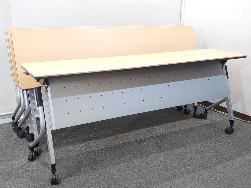 送料無料 東京地区限定 プラス リネロ2 PLUS Linello2 2019年製 フォールディングテーブル 10台セット 会議テーブル 折り畳みテーブル ミーティングテーブル スタックテーブル 折りたたみテーブル スタッキングテーブル 会議用テーブル W1800×D450×H720 【中古オフィス家具】【中古】 - 画像 (3)