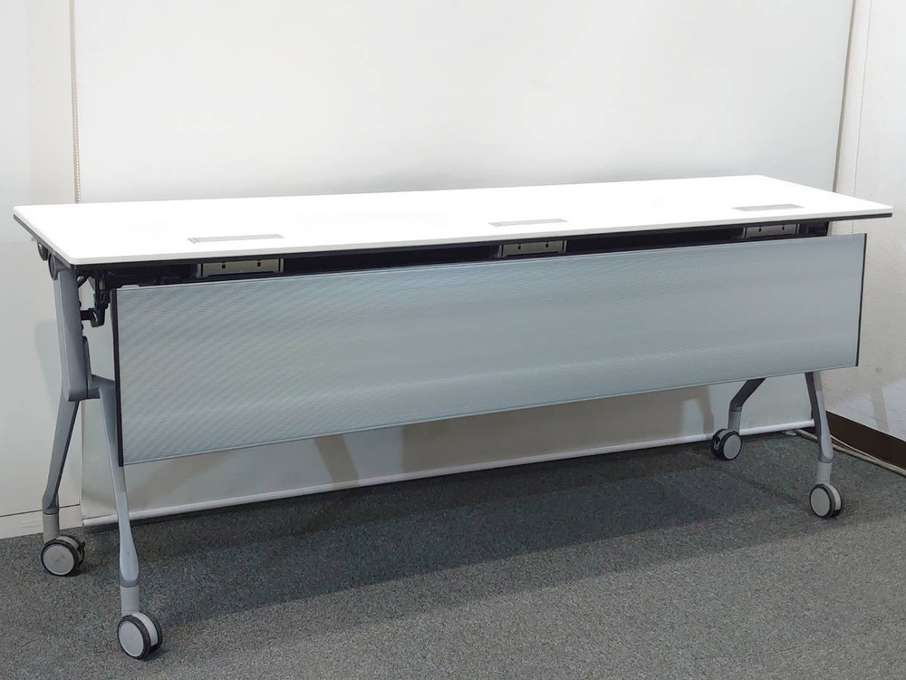 【美品】 会議テーブル 2台セット オカムラ インターアクト NTシリーズ 折りたたみテーブル 折り畳みテーブル 平行スタックテーブル ミーティングテーブル スタックテーブル フォールディングテーブル スタッキングテーブル 81B4HA MH47 W1800×D450×H720 【中古オフィス家具】【中古】 - 画像 (3)