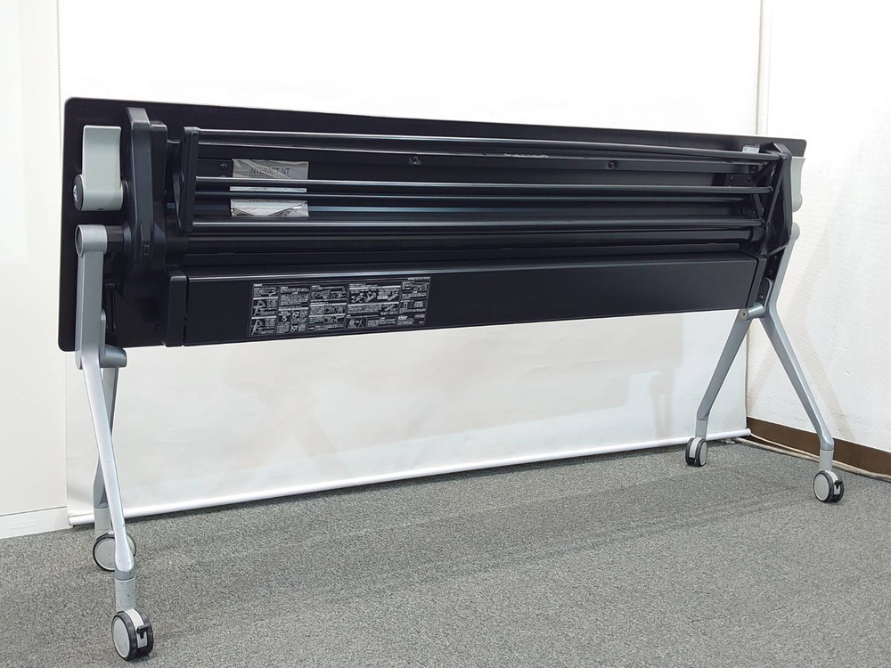 会議テーブル 2台セット オカムラ インターアクト NTシリーズ 幕板無し 折りたたみテーブル 折り畳みテーブル 平行スタックテーブル ミーティングテーブル フォールディングテーブル スタッキングテーブル 81B4HA MH47 W1800×D450×H720 【中古オフィス家具】【中古】 - 画像 (6)