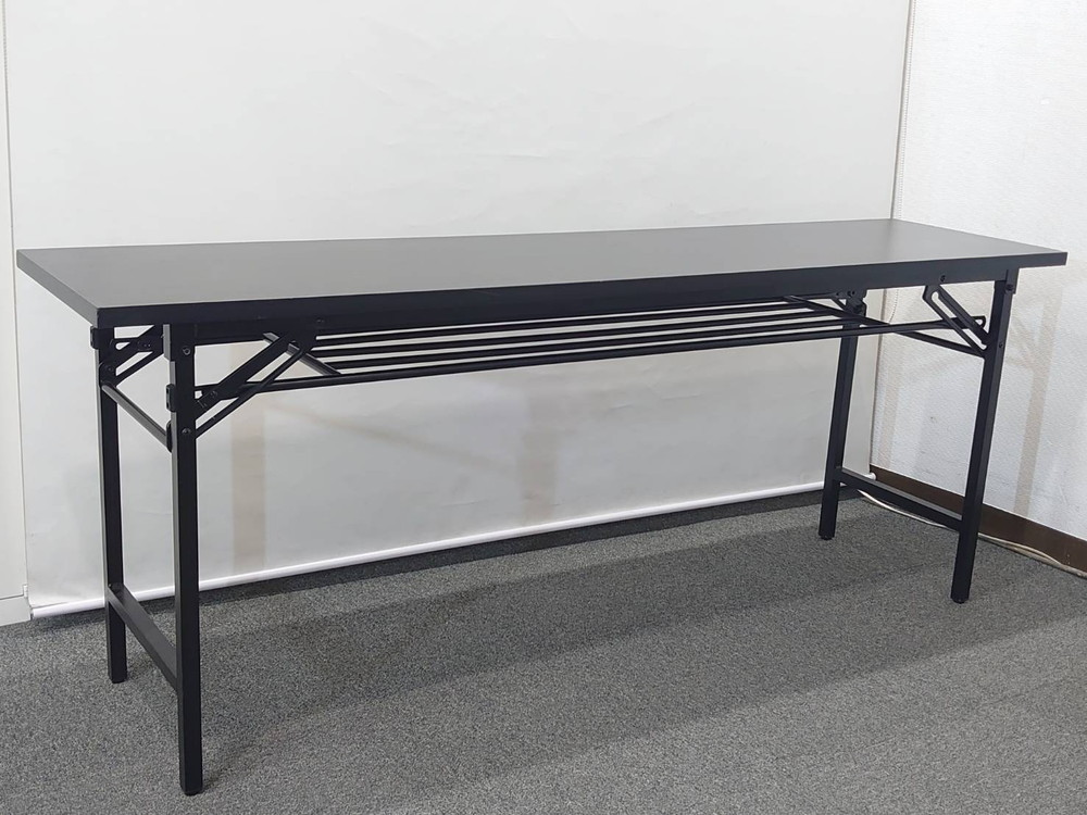 【送料無料 東京地区限定】6台セット オフィスコム ミーティングテーブル 会議テーブル 会議用テーブル 折りたたみテーブル 折り畳みテーブル 中棚付き フォールディングテーブル ミーティング用テーブル サイドテーブル W1800 【中古オフィス家具】【中古】 - 画像 (2)