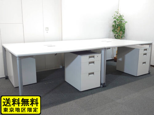 フリーアドレスデスク 在庫多数 100席分 送料無料 4名用 フリアド コクヨ ワークソート W1400×2台 フリアド 平机 片袖机 可動式 オフィステーブル ミーティングテーブル 会議テーブル 多目的テーブル SDT-WS1414PAW 開業セット 国産 【中古オフィス家具】【中古】オフィスパートナー