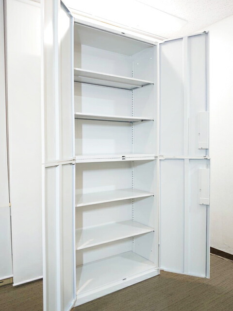 上下書庫 両開き書庫 スチール書庫 両開きキャビネット 本棚 書棚 キャビネット 保管庫 収納庫 スチールキャビネット ユニット書庫 上下セット書庫 鍵付き書庫 ウチダ 内田洋行 UCHIDA ハイパーストレージ HS 国産 【中古オフィス家具】【中古】 - 画像 (2)