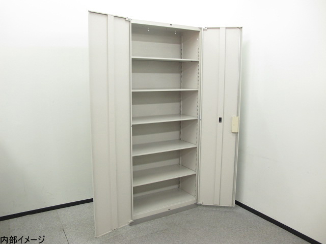 両開き書庫 スチール書庫 両開きキャビネット 本棚 書棚 キャビネット 保管庫庫 収納庫 スチールキャビネット【中古】【中古オフィス家具】 - 画像 (2)
