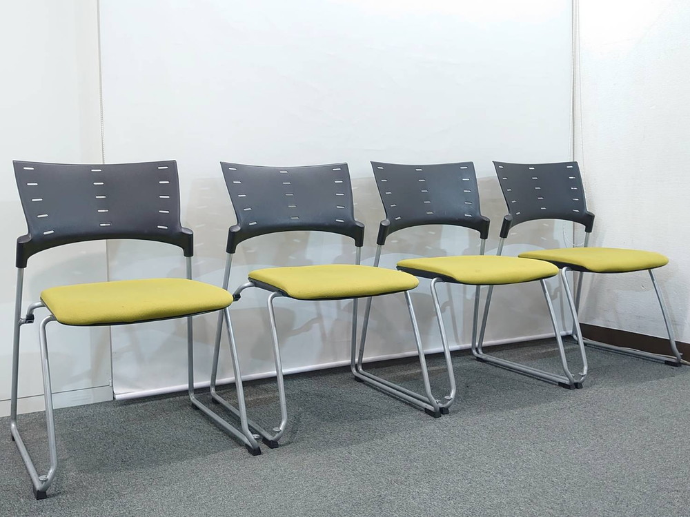 【送料無料 東京地区限定】 イトーキ マノス 14脚セット KLD-330GB-ZTQ6 マノスチェア 会議チェア ミーティングチェア スタッキングチェア スタックチェア ループ脚チェア 多目的チェア 積み重ねチェア ITOKI MANOSS【中古オフィス家具】【中古】 - 画像 (2)