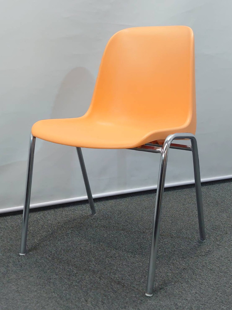 【送料無料 地域限定】 MOD ELENA スタッキングチェア 8脚セット 樹脂製 オレンジ色 イタリア製 スタックチェア 積み重ね椅子 会議チェア ミーティングチェア 積み重ねチェア モッド エレナ 【中古オフィス家具】【中古】 - 画像 (3)
