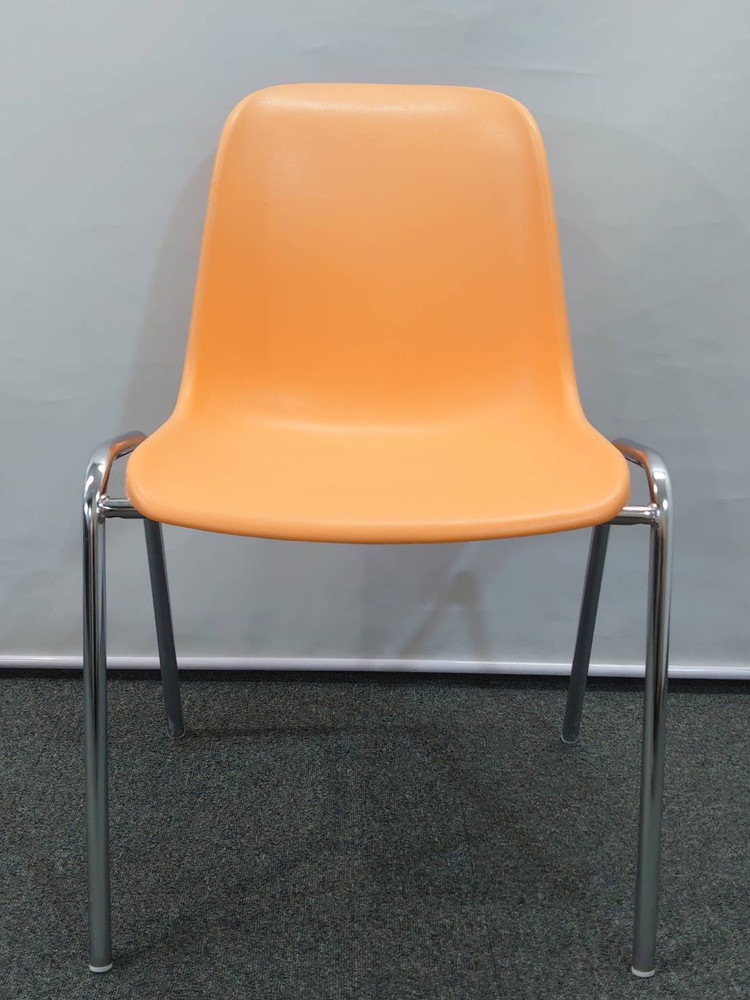 【送料無料 地域限定】 MOD ELENA スタッキングチェア 8脚セット 樹脂製 オレンジ色 イタリア製 スタックチェア 積み重ね椅子 会議チェア ミーティングチェア 積み重ねチェア モッド エレナ 【中古オフィス家具】【中古】 - 画像 (5)