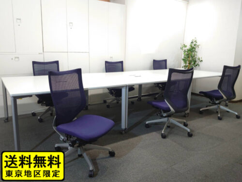 【送料無料 地域限定】 6人用 フリーアドレス デスクセット コクヨ ワークソート ワークテーブルセット W1400×3台 フリアド 平机 平デスク 可動式 オフィステーブル ミーティングテーブル 会議テーブル 多目的テーブル SDT-WS1414PAW 開業セット 国産 【中古オフィス家具】【中古】