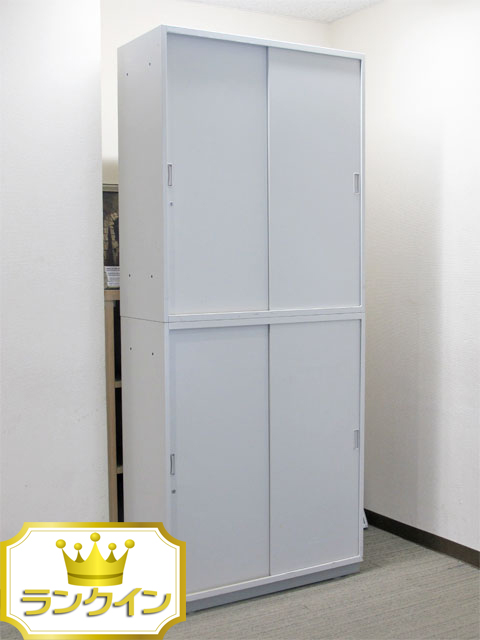【美品】 スチール書庫 スチールキャビネット 上下書庫 引き違い書庫 スライド書庫 引戸書庫 引き戸書庫 引違い書庫 キャビネット 本棚 書棚 ユニット書庫 保管庫 収納庫 イトーキ ITOKI シンライン THIN LINE 国産 【中古オフィス家具】【中古】