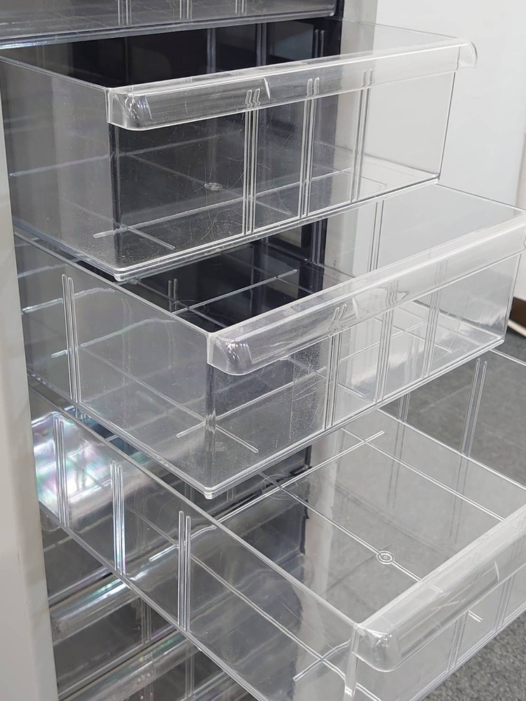 レターケース フロアケース 書類ケース A4対応 深型 1列9段 キャビネット ナカバヤシ アバンテV2 保管庫 書類整理庫 オフィス収納 クリスタルケース クリスタルトレー トレーユニット システムトレーキャビネット Nakabayashi AVANTTE-V2【中古オフィス家具】【中古】 - 画像 (2)