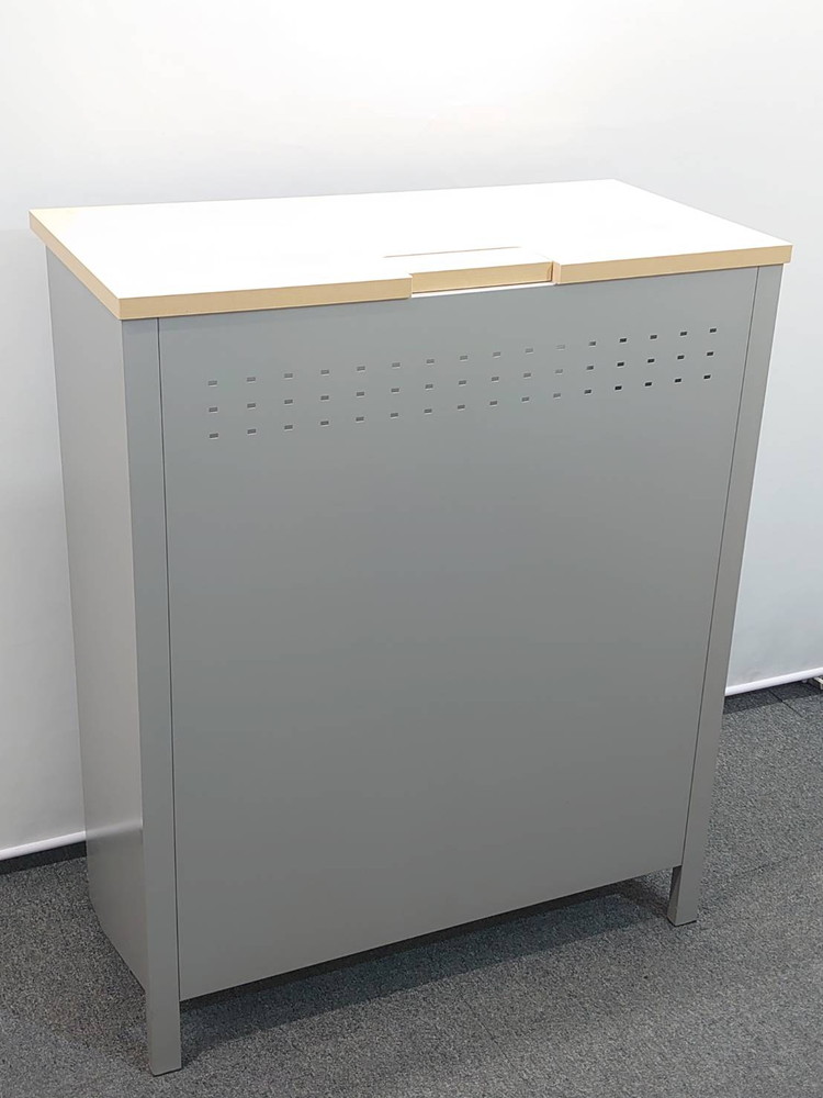 イトーキ カウンター ハイカウンター 受付台 教卓 演台 インフォメーションカウンター 受付カウンター W900 D450 H1100 受け付けカウンター 窓口カウンター 案内台 案内カウンター オフィス用カウンター 事務用カウンター 無人カウンター グレー色 ITOKI【中古オフィス家具】【中古】 - 画像 (2)