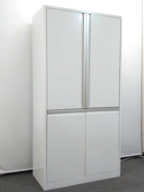 キッチンキャビネット LION 食器棚 ビジネスキッチン ティーキャビネット 食器収納ユニット キッチンカウンター オフィスキッチン レンジ台 W900×D450×H1800 ライオン事務器【中古オフィス家具】【中古】