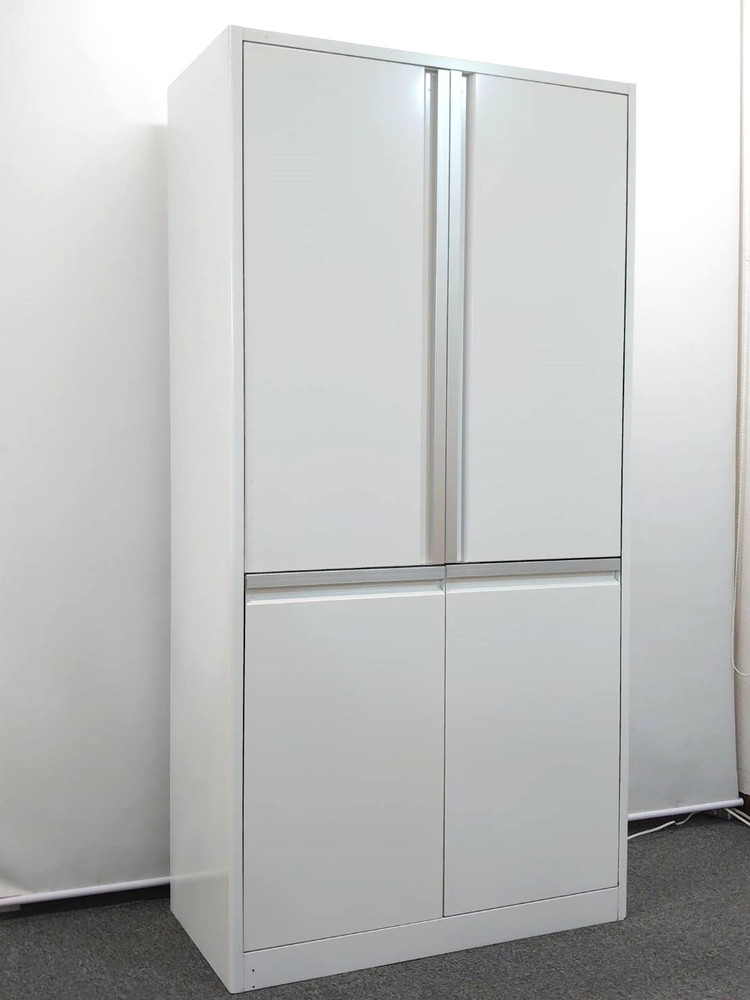 キッチンキャビネット LION 食器棚 ビジネスキッチン ティーキャビネット 食器収納ユニット キッチンカウンター オフィスキッチン レンジ台 W900×D450×H1800 ライオン事務器【中古オフィス家具】【中古】