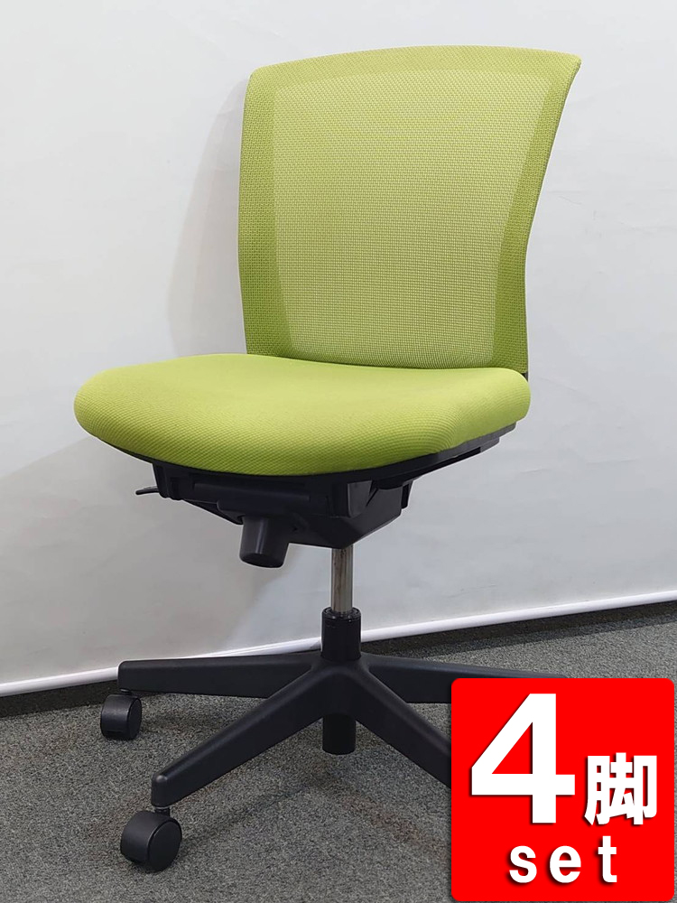【送料無料 地域限定】4脚セット オフィスチェア メッシュチェア デスクチェア 事務チェア キャスターチェア PCチェア OAチェア コクヨ バリシア【中古オフィス家具】【中古】