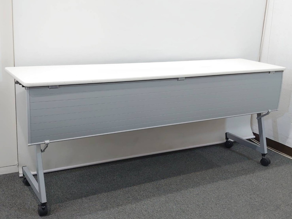 【送料無料 東京地区限定】 会議テーブル 2台セット イトーキ HYシリーズ 幕板付き キャスター付き 折りたたみテーブル 折り畳みテーブル 平行スタックテーブル ミーティングテーブル フォールディングテーブル スタッキングテーブル ITOKI W1800×D450×H720 【中古オフィス家具】【中古】 - 画像 (4)