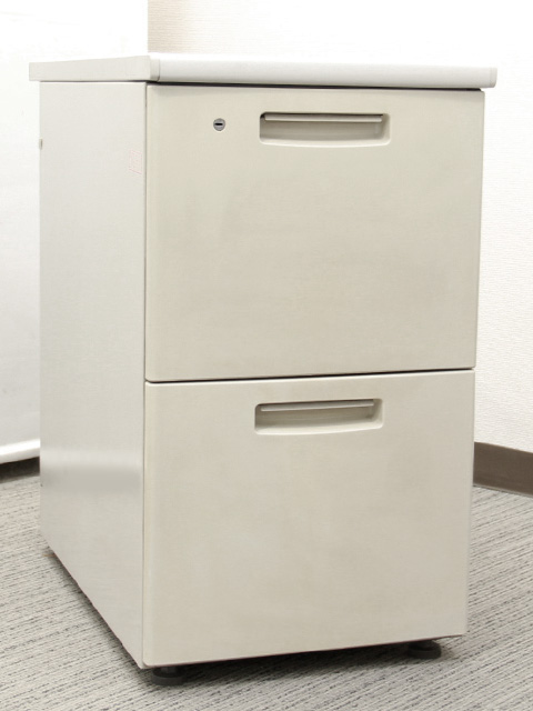 カギ付き 鍵付き サイドデスク スチールワゴン 事務ワゴン 延長デスク コクヨ BS 国産 脇机 袖机 2段 サイドワゴン デスクワゴン【中古オフィス家具】【中古】