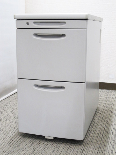 【送料無料 地域限定】袖机 脇机 3段 サイドワゴン デスクワゴン【中古オフィス家具】【中古】