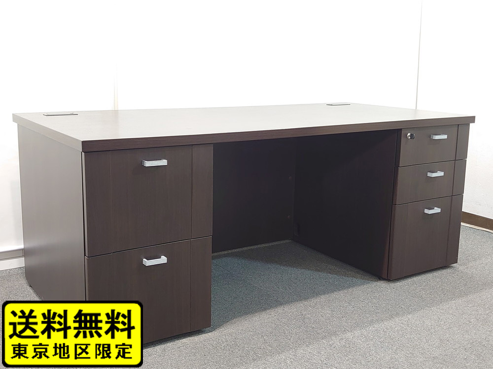 【送料無料 東京地区限定】コクヨ 両袖机 両袖デスク 役員デスク 高級デスク 木製デスク 役員用デスク 役員机 社長机 役員用家具 オフィスデスク マネジメントデスク エグゼクティブデスク 社長室 役員室 W1800×D850×H720 KOKUYO コクヨマネージメントS370【中古オフィス家具】【中古】