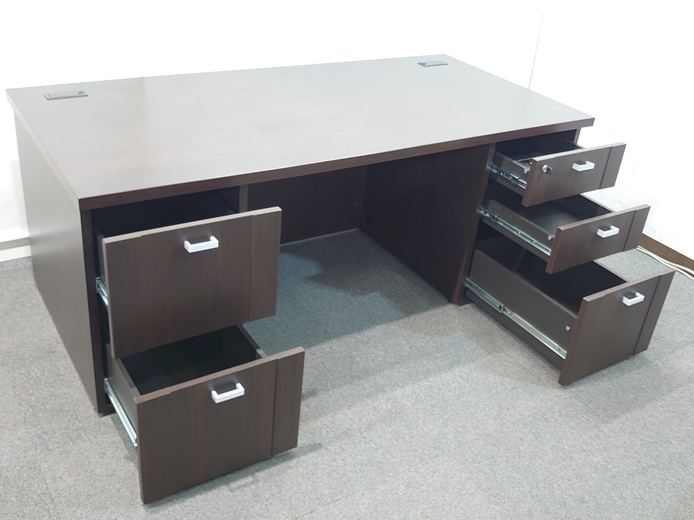 【送料無料 東京地区限定】コクヨ 両袖机 両袖デスク 役員デスク 高級デスク 木製デスク 役員用デスク 役員机 社長机 役員用家具 オフィスデスク マネジメントデスク エグゼクティブデスク 社長室 役員室 W1800×D850×H720 KOKUYO コクヨマネージメントS370【中古オフィス家具】【中古】 - 画像 (4)