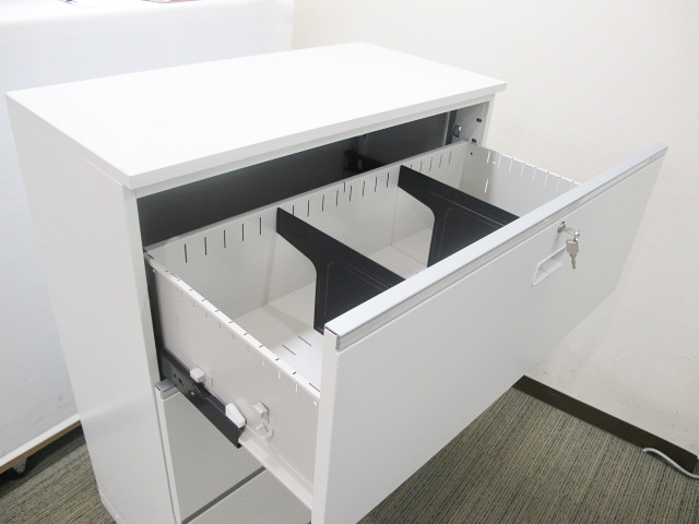 イトーキ シンライン ラテラル書庫 3段 キャビネット 収納庫 本棚 書棚 スチール書庫 省スペース W800 幅80 H890 高さ89 【中古オフィス家具】【中古】 - 画像 (3)