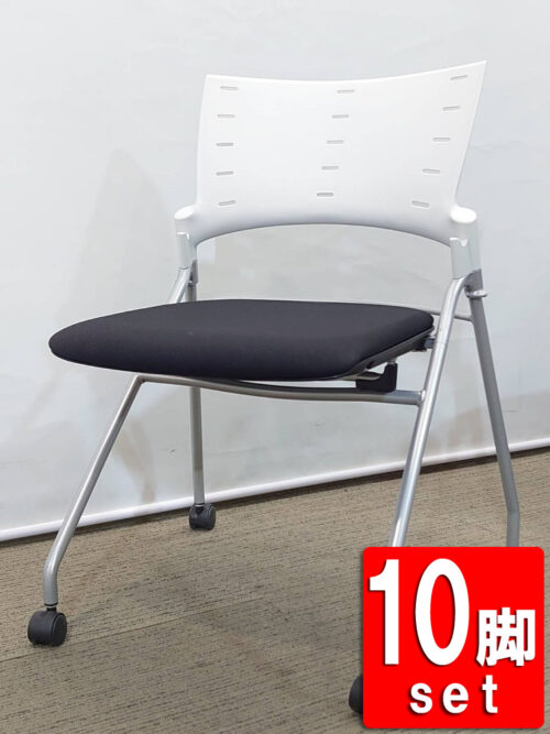 【送料無料 地域限定】 10脚セット イトーキ マノス マノスチェア ネスティングチェア ミーティングチェア 多目的チェア 会議チェア ネスタブルチェア スタックチェア 平行スタックチェア【中古オフィス家具】【中古】