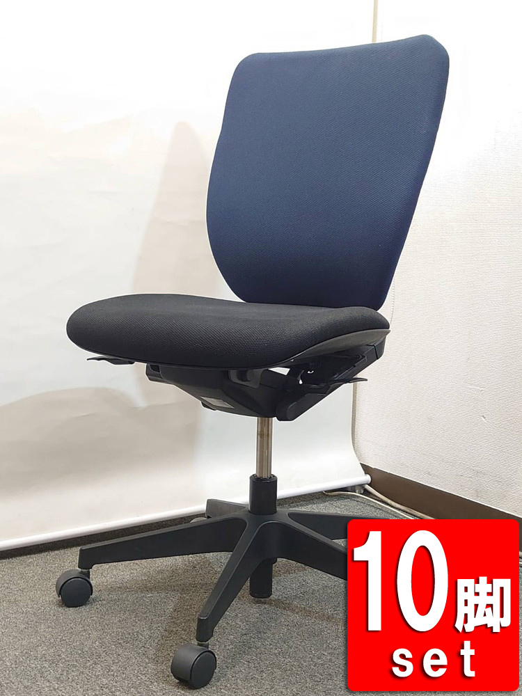 【送料無料 地域限定】10脚セット イトーキ プラオ オフィスチェア デスクチェア 事務チェア キャスターチェア 事務イス 肘無し ひじなし ワーキングチェア【中古オフィス家具】【中古】