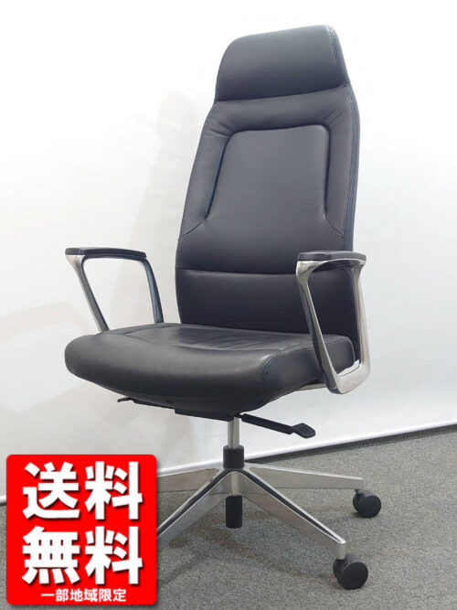 ナイキ グランフィーノ マネージメントチェア エクストラハイバック 本革張り オフィスチェア デスクチェア ハイバックチェア 肘付き 事務チェア キャスターチェア 役員チェア キャスターチェア デザイン デザイン家具 オシャレ チェア 役員椅子 NAIKI GRANFINO GRE515AL-BK【中古オフィス家具】【中古】