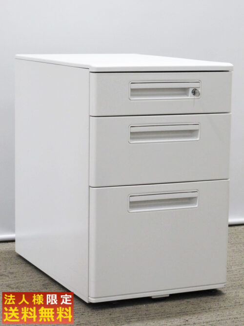 【法人限定送料無料】【美品】3段ワゴン サイドワゴン デスクワゴン スチールワゴン ナイキ NAIKI 事務ワゴン キャスターワゴン 袖机 脇机【中古オフィス家具】【中古】