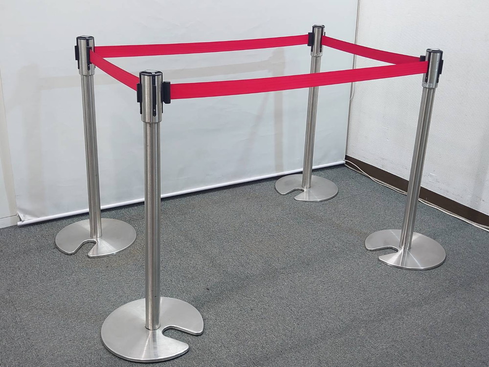 【送料無料 東京地区限定】 【27本入荷】 ベルトパーティション ガイドポール 4本セット 行列 整理 仕切り スタッキング型 パーティション 自立式 自立パーティション ベルトパーテーション リールパーティション TERAMOTO テラモト【中古オフィス家具】【中古】 - 画像 (6)