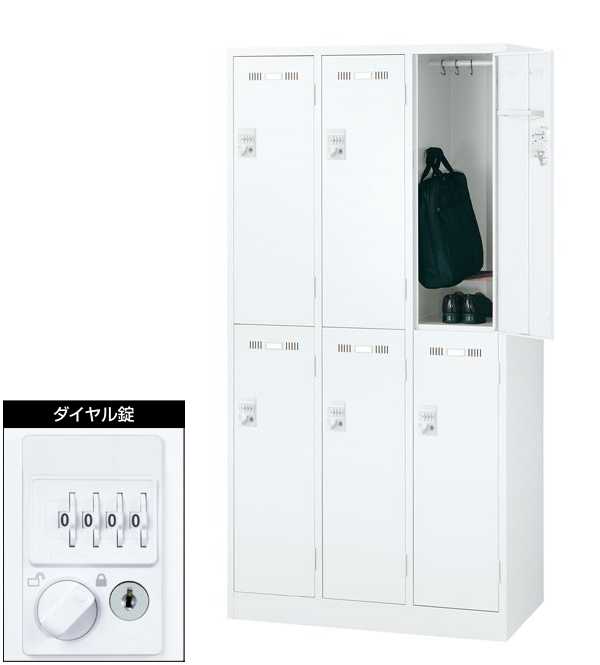 【送料無料 東京地区限定】【美品】6人用 更衣ロッカー パーソナルロッカー 6人用ロッカー ロッカー 貴重品ロッカー ダイヤル錠タイプ【中古オフィス家具】【中古】 - 画像 (4)